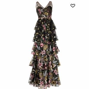 NWT Marchesa Notte Floral Embroidered Sleeveless Gown